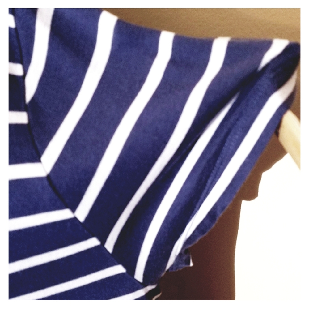 Gap Blue & White Striped Short Sleeves Top M - Picture 4 of 8